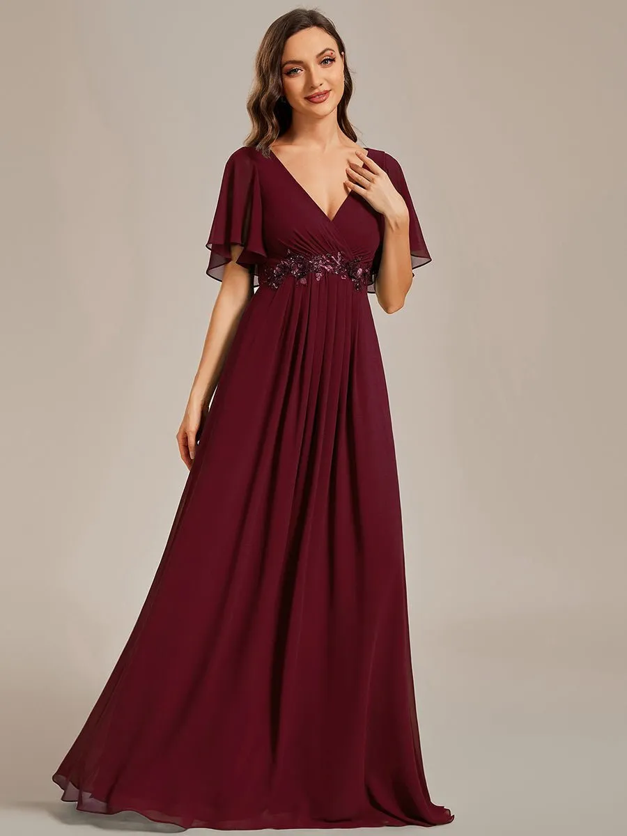Darnika short sleeve chiffon evening or bridesmaid dress