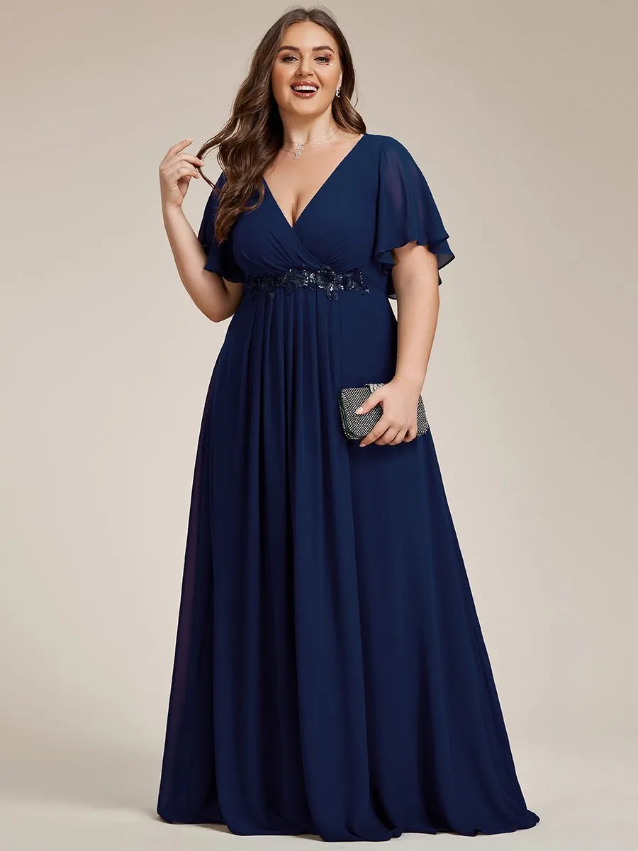Darnika short sleeve chiffon evening or bridesmaid dress