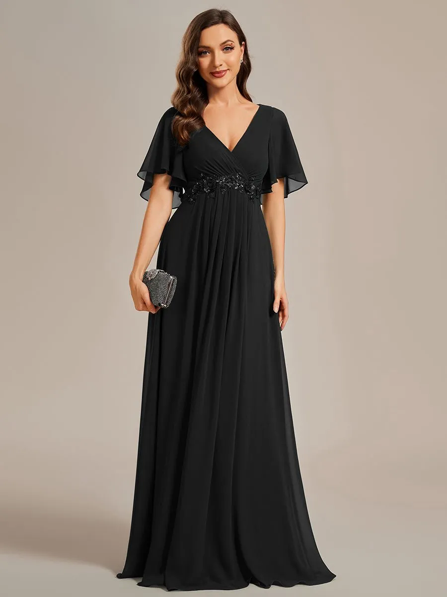 Darnika short sleeve chiffon evening or bridesmaid dress