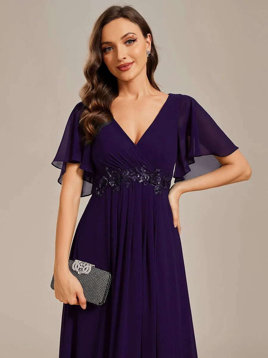 Darnika short sleeve chiffon evening or bridesmaid dress