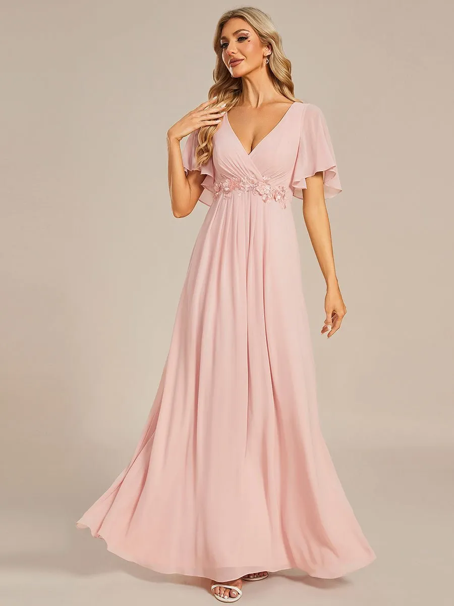 Darnika short sleeve chiffon evening or bridesmaid dress