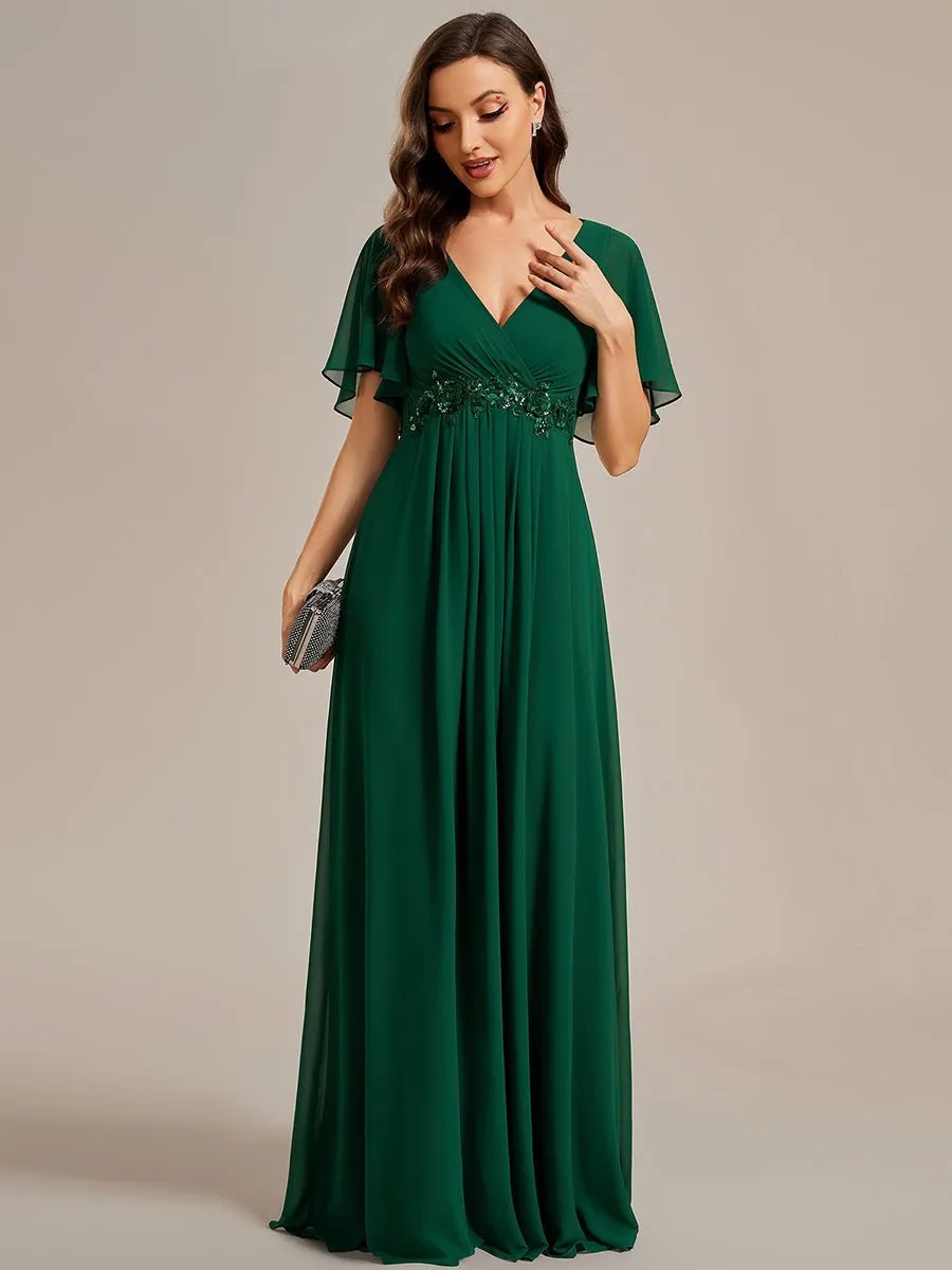 Darnika short sleeve chiffon evening or bridesmaid dress