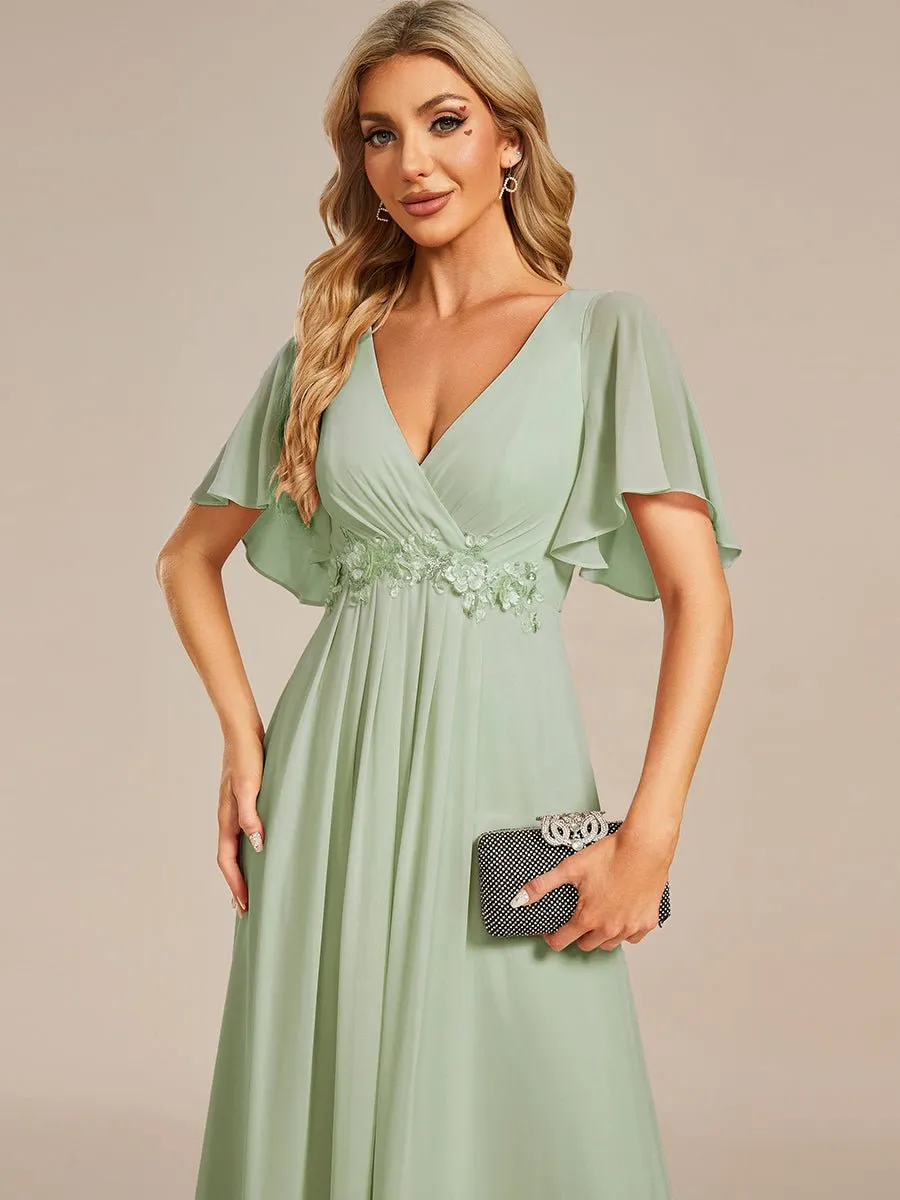 Darnika short sleeve chiffon evening or bridesmaid dress