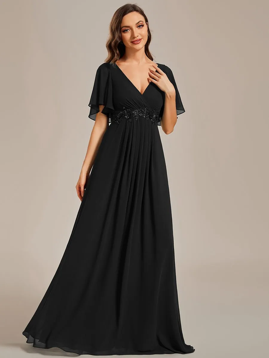 Darnika short sleeve chiffon evening or bridesmaid dress