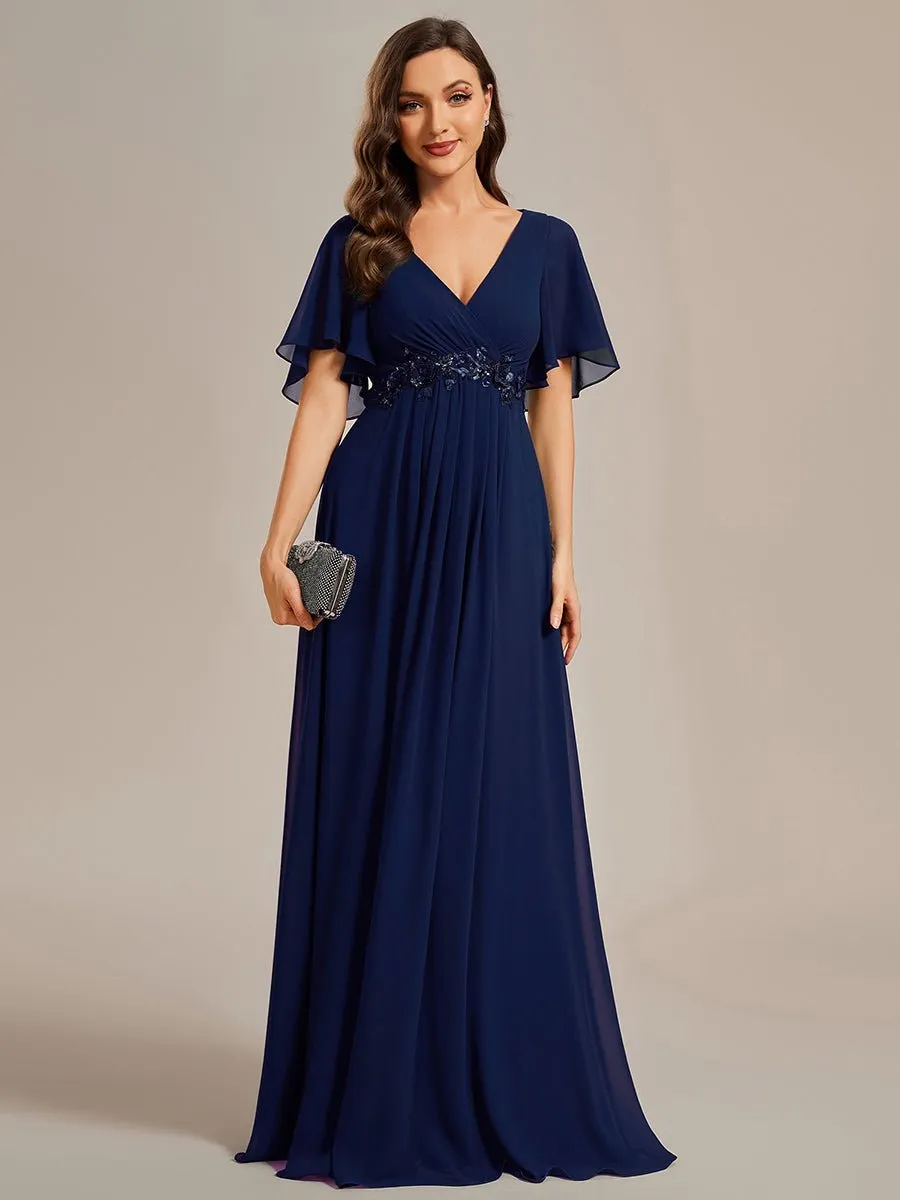 Darnika short sleeve chiffon evening or bridesmaid dress