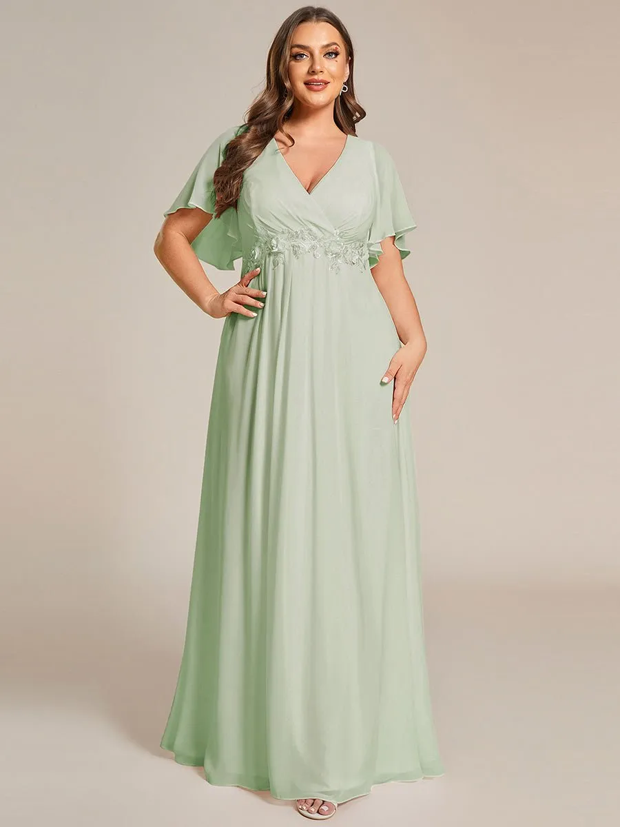 Darnika short sleeve chiffon evening or bridesmaid dress