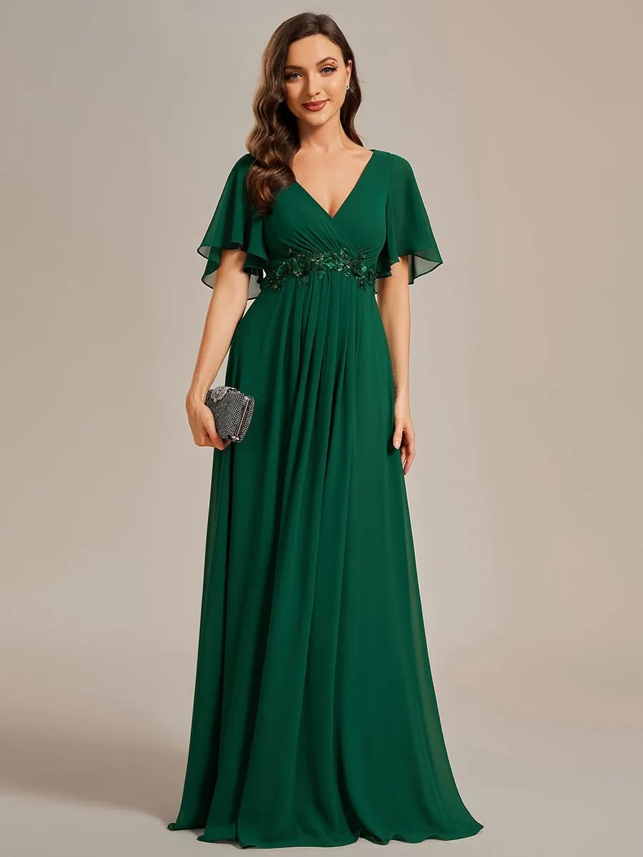 Darnika short sleeve chiffon evening or bridesmaid dress
