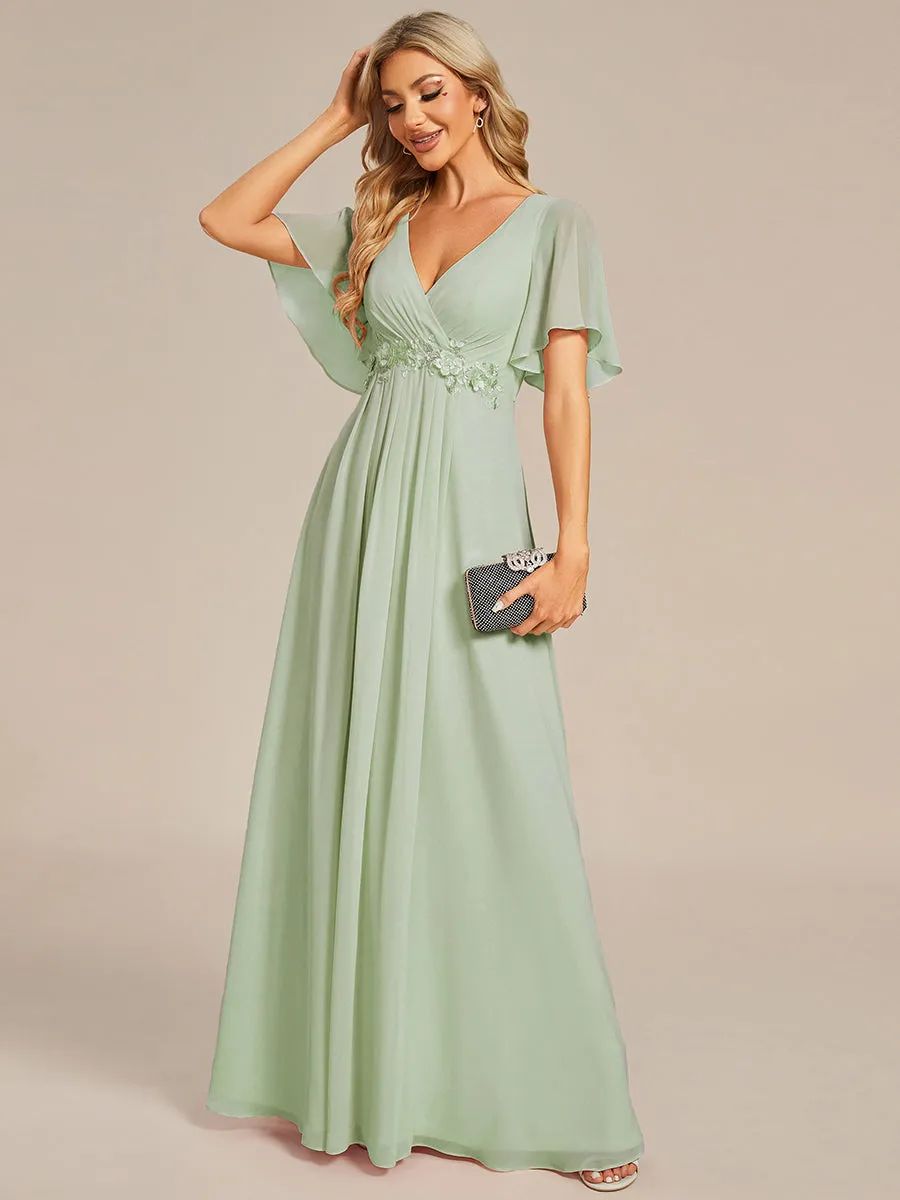 Darnika short sleeve chiffon evening or bridesmaid dress