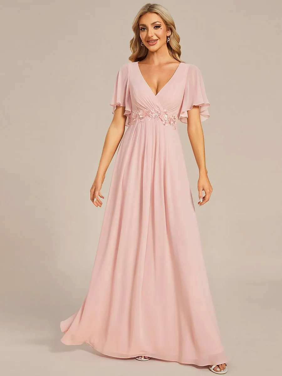 Darnika short sleeve chiffon evening or bridesmaid dress