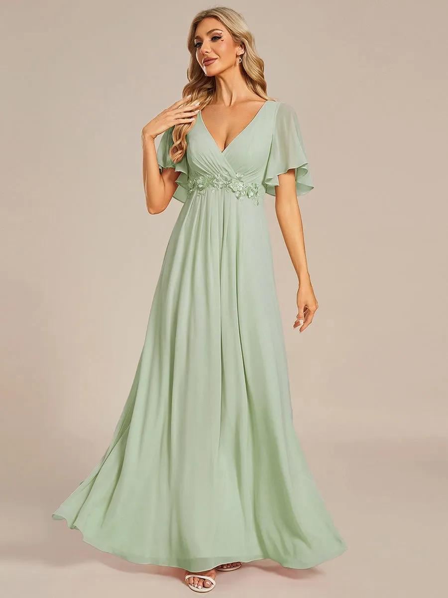 Darnika short sleeve chiffon evening or bridesmaid dress