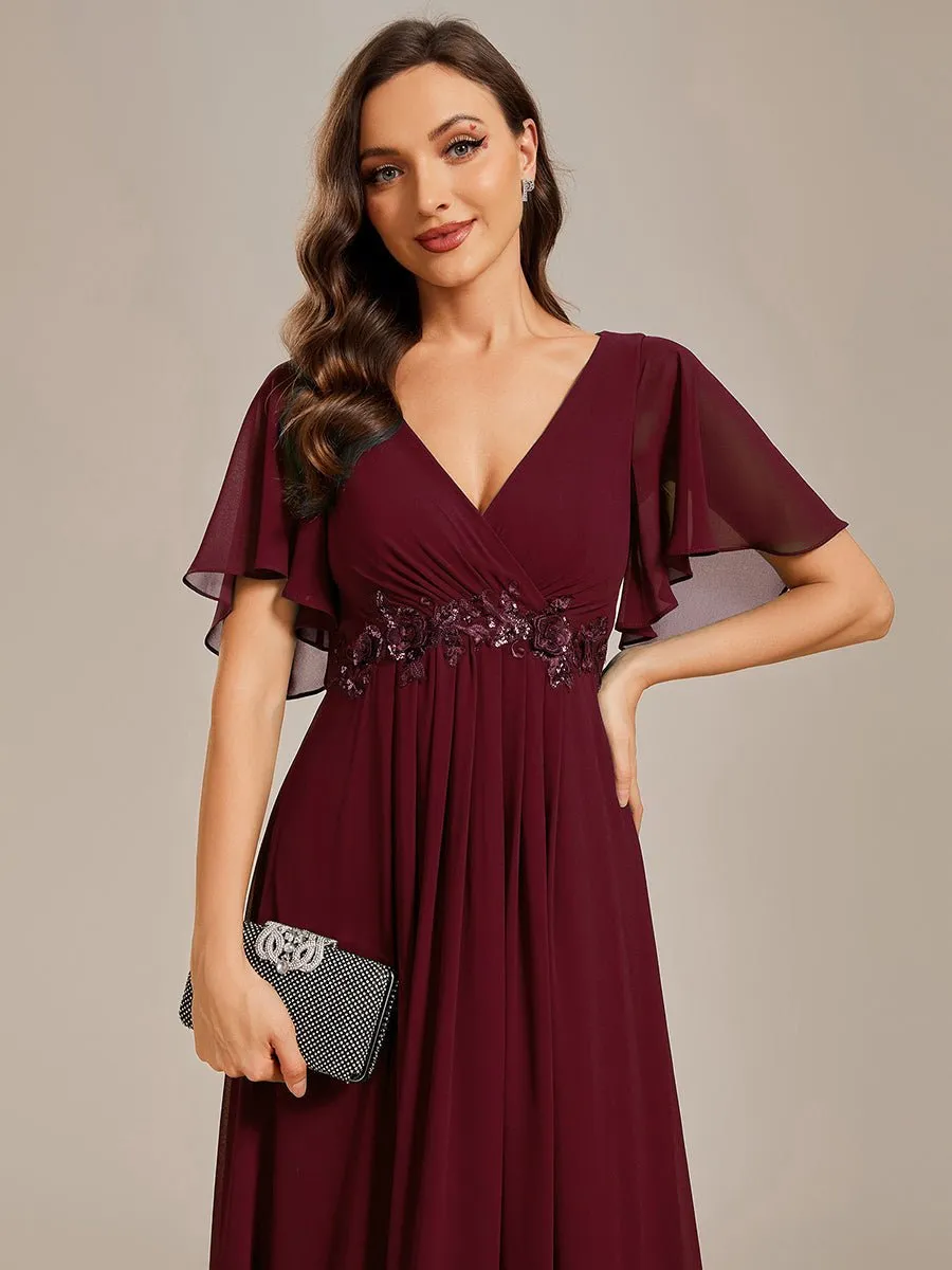 Darnika short sleeve chiffon evening or bridesmaid dress