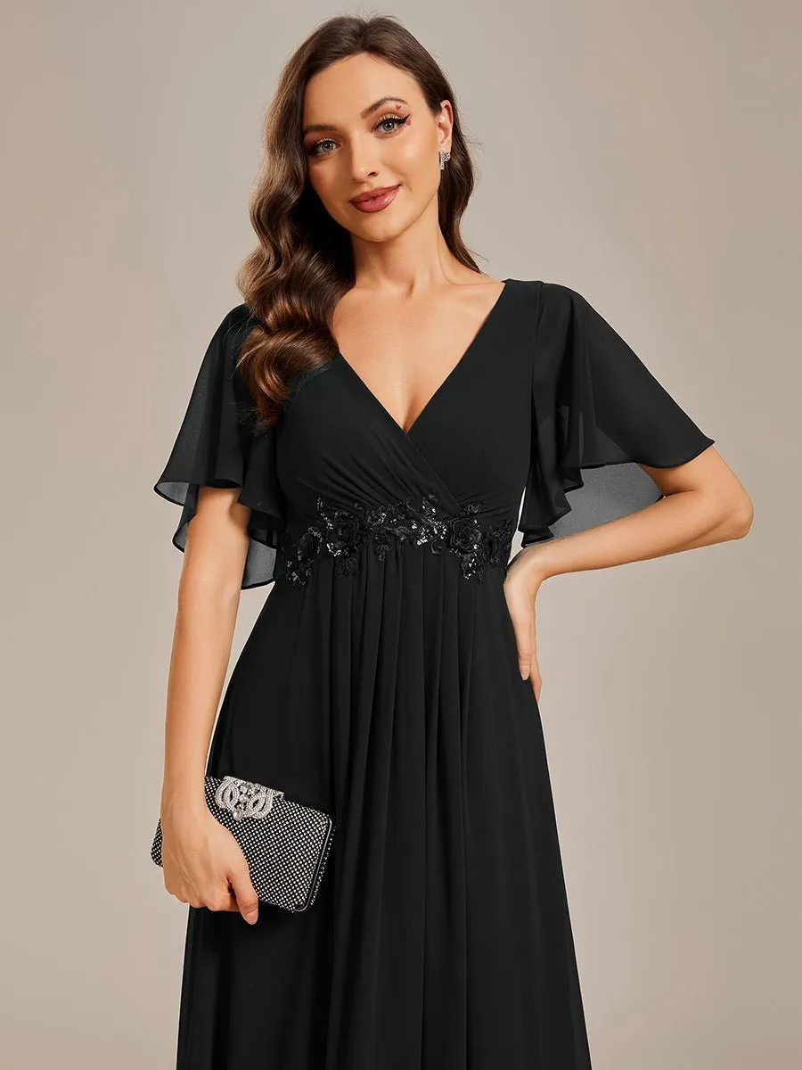 Darnika short sleeve chiffon evening or bridesmaid dress