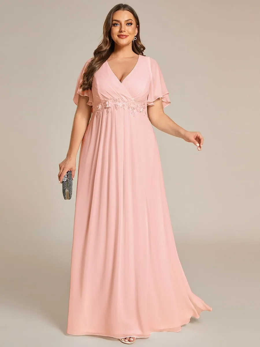 Darnika short sleeve chiffon evening or bridesmaid dress