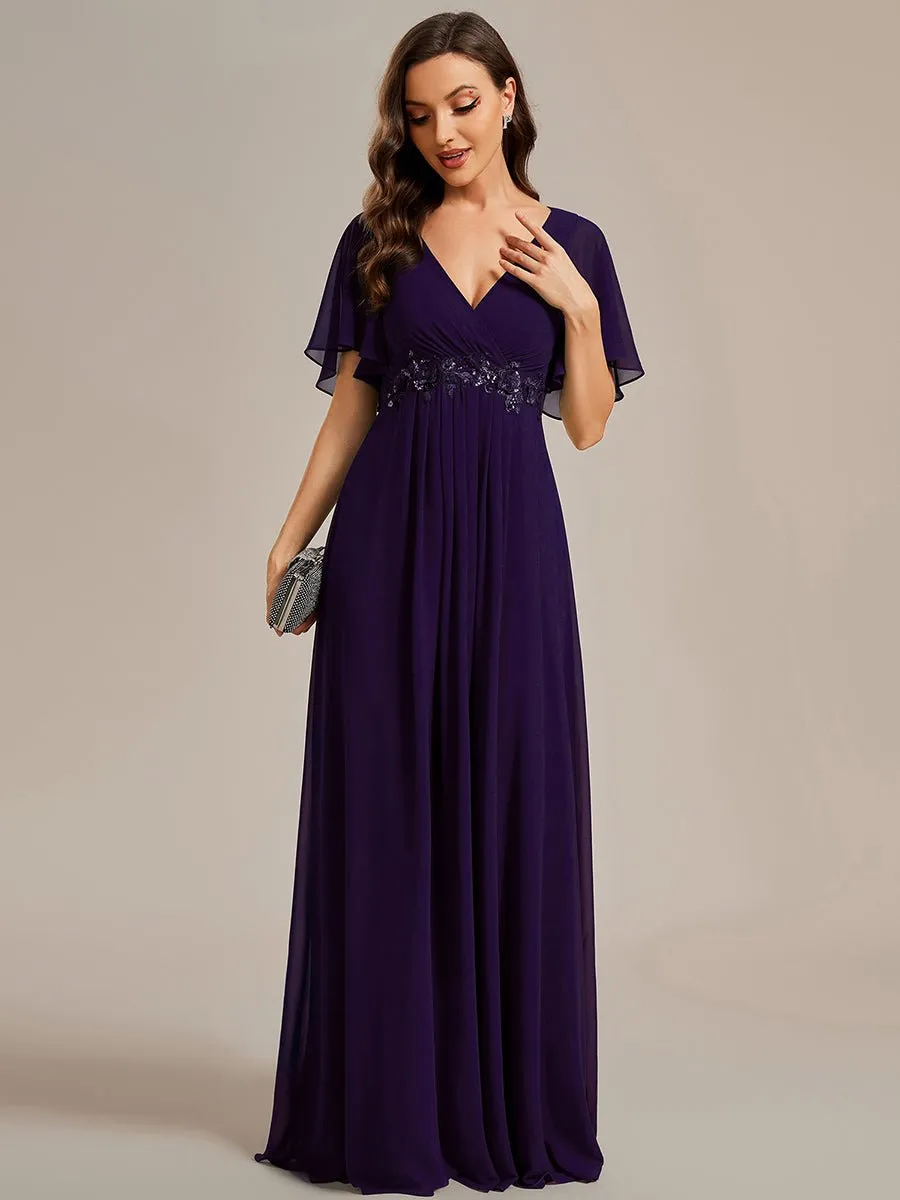 Darnika short sleeve chiffon evening or bridesmaid dress