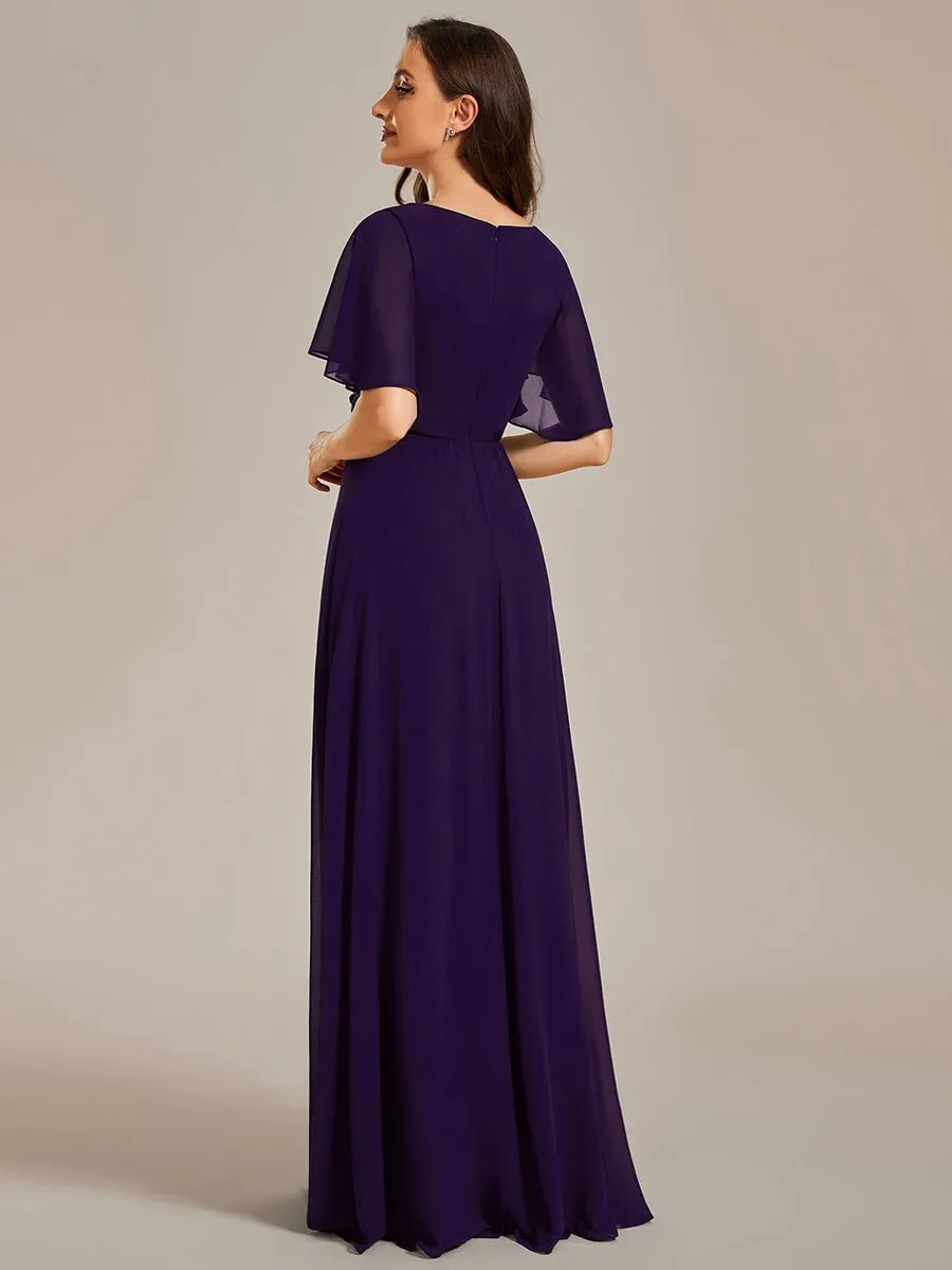 Darnika short sleeve chiffon evening or bridesmaid dress