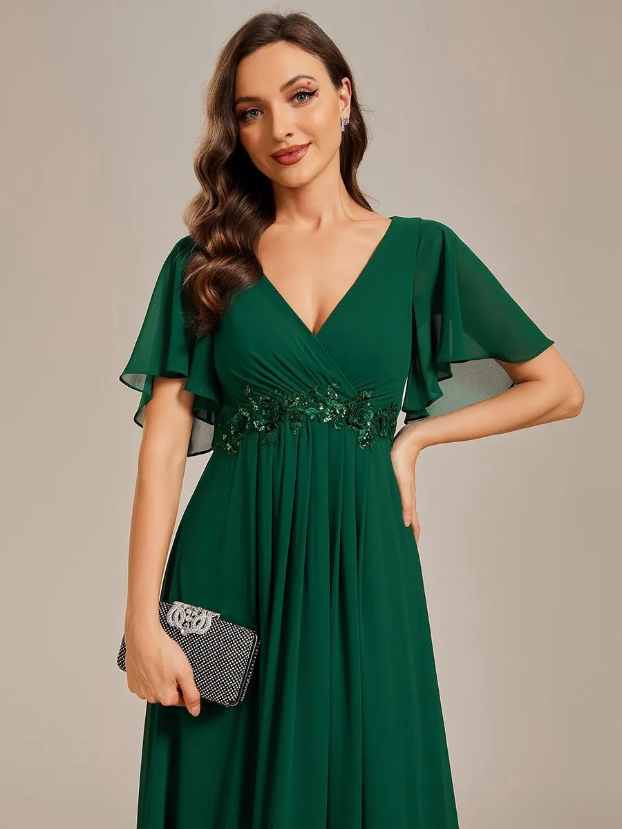 Darnika short sleeve chiffon evening or bridesmaid dress