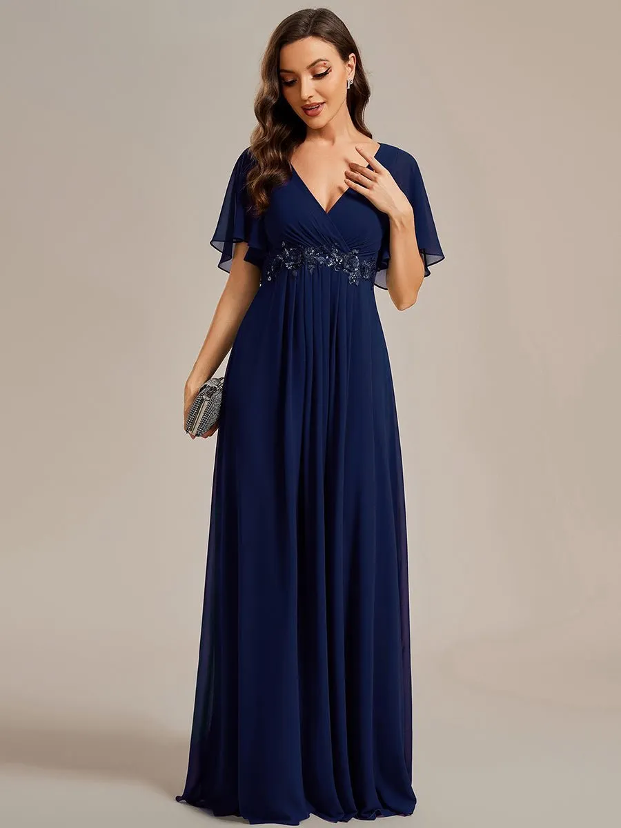 Darnika short sleeve chiffon evening or bridesmaid dress