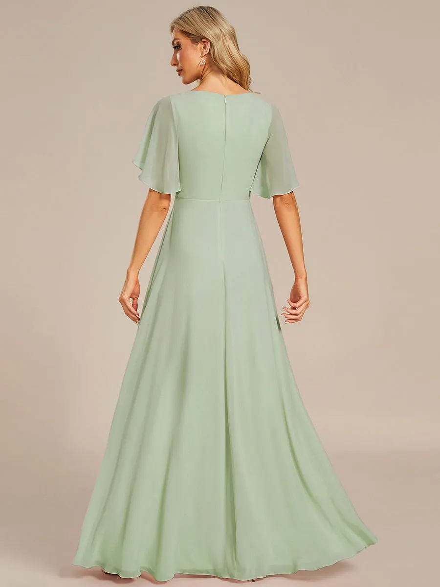 Darnika short sleeve chiffon evening or bridesmaid dress