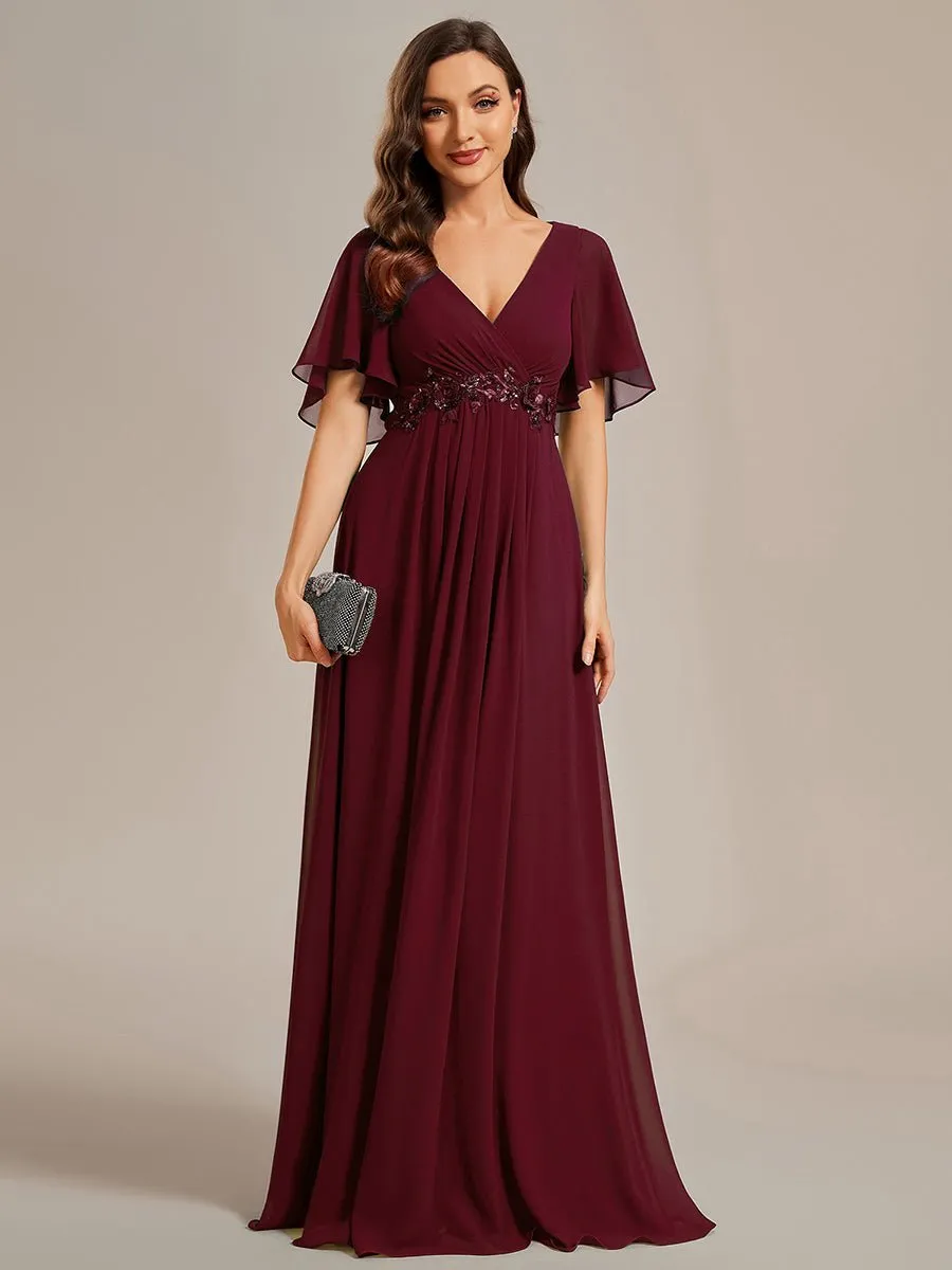 Darnika short sleeve chiffon evening or bridesmaid dress