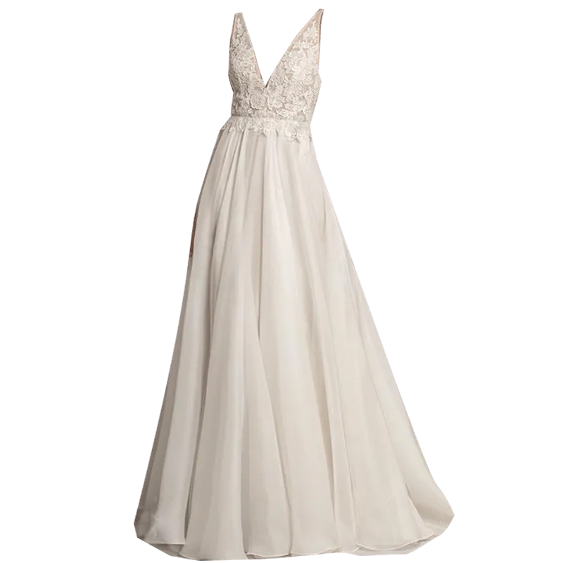 Deep V Neck Lace Dress Wedding Dress