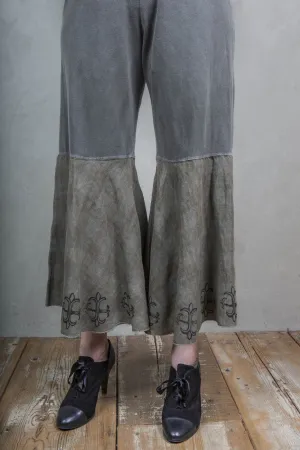 Distressed Flare Pant Printed-army green