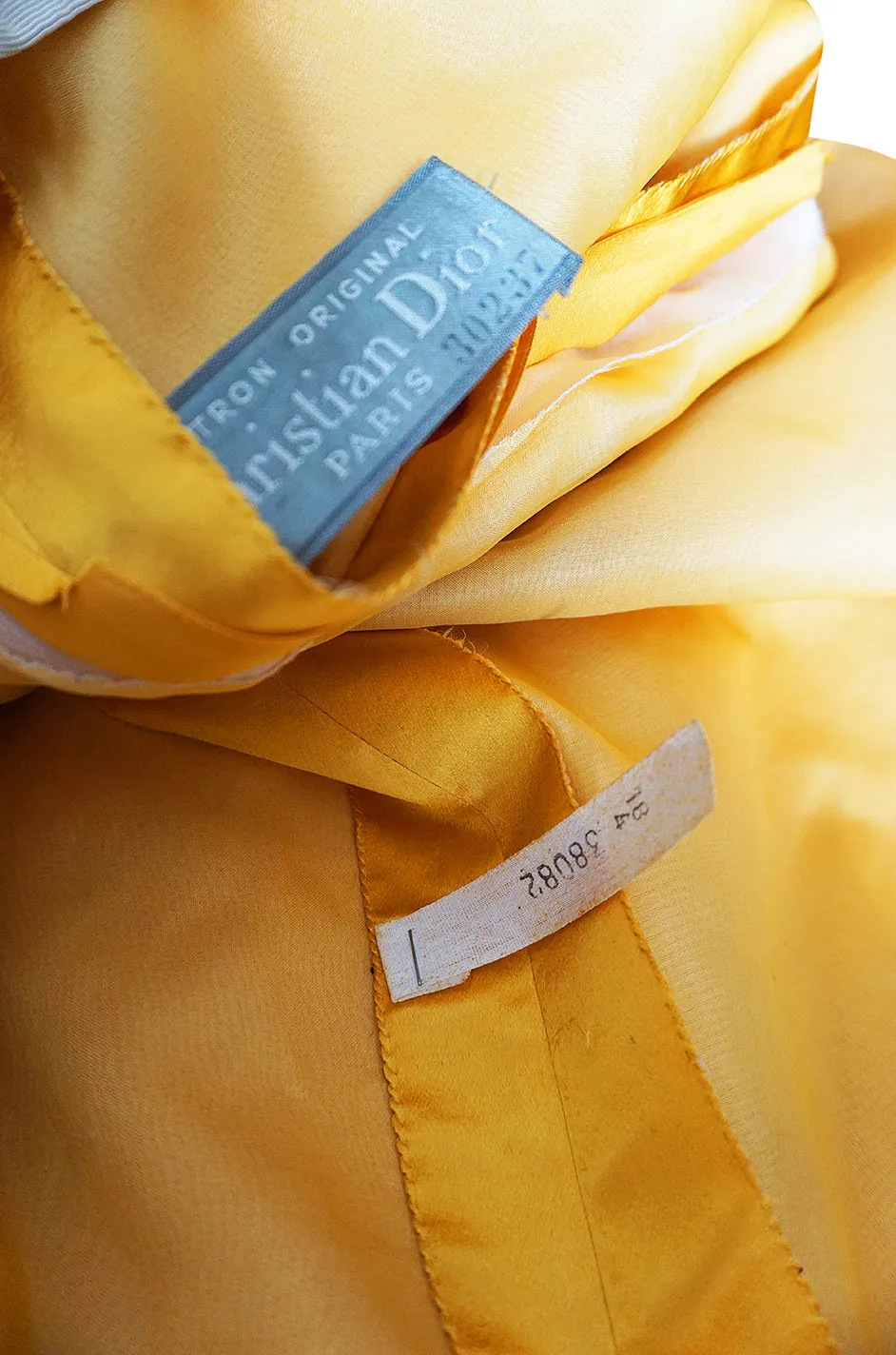 Documented 1962 Christian Dior Haute Couture Yellow Silk Dress