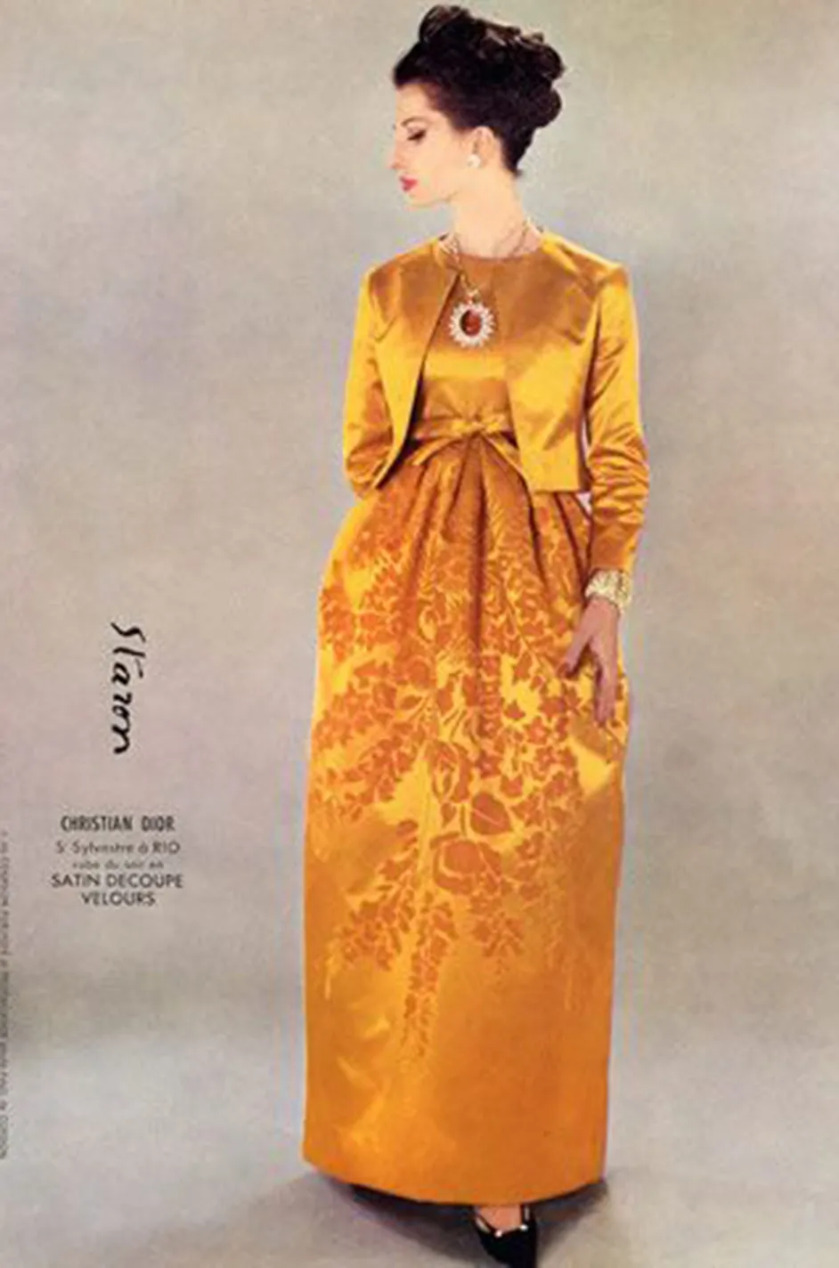Documented 1962 Christian Dior Haute Couture Yellow Silk Dress