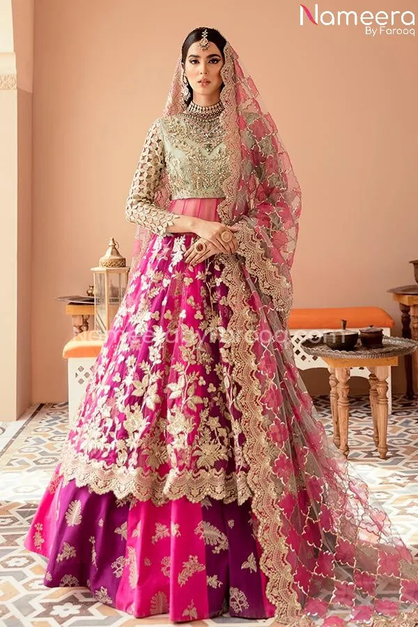 Elegant Pakistani Long Frock In Pink Color 2021 #PF227
