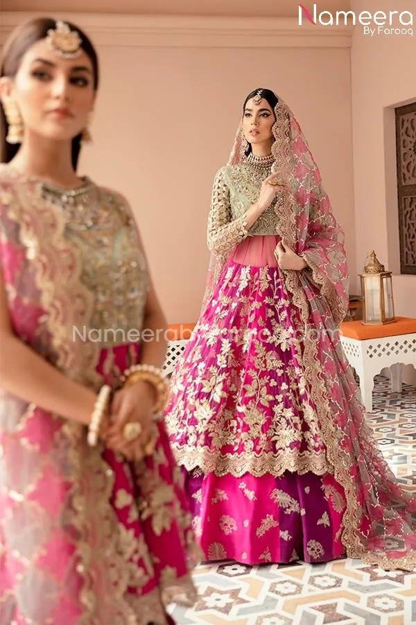 Elegant Pakistani Long Frock In Pink Color 2021 #PF227