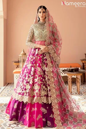 Elegant Pakistani Long Frock In Pink Color 2021 #PF227