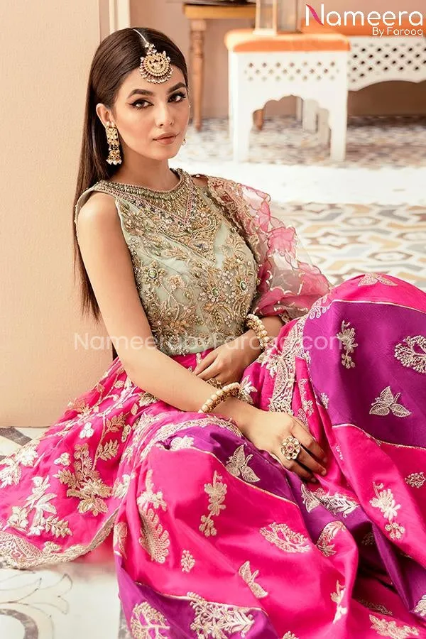 Elegant Pakistani Long Frock In Pink Color 2021 #PF227
