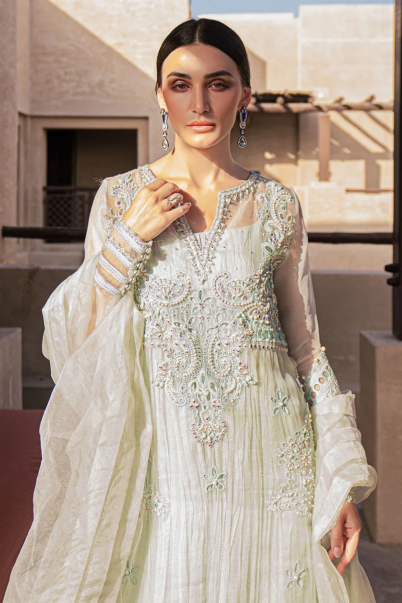 Embellished Sea Green Pakistani Long Kameez Salwar Dupatta