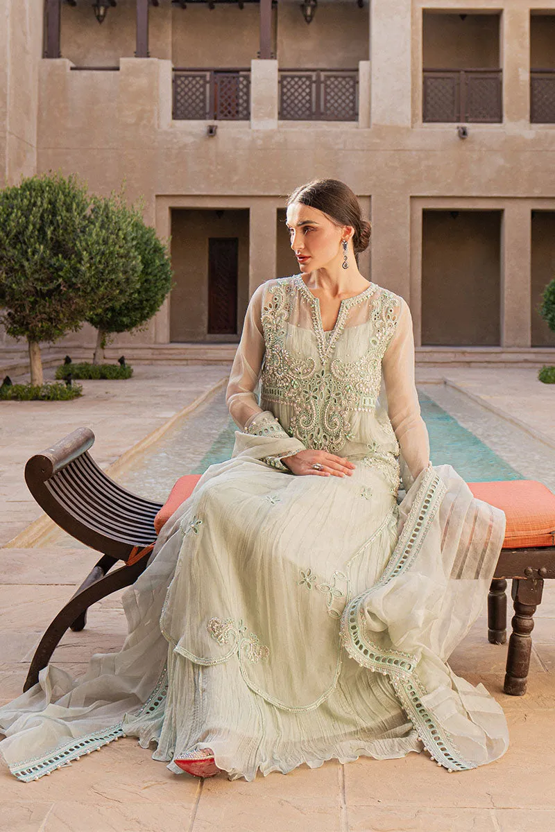 Embellished Sea Green Pakistani Long Kameez Salwar Dupatta