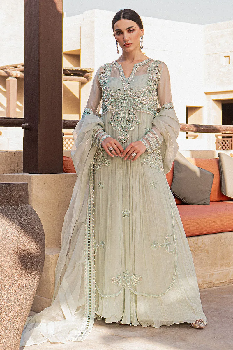Embellished Sea Green Pakistani Long Kameez Salwar Dupatta