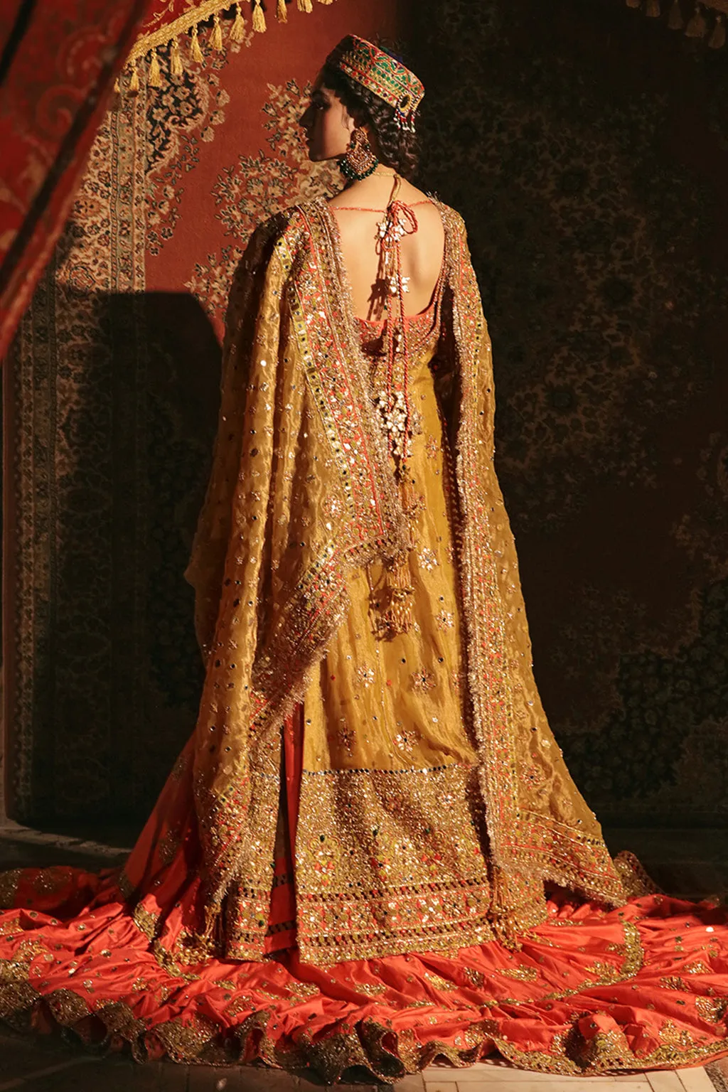 Embellished Yellow Kameez Lehenga Pakistani Mehndi Dresses