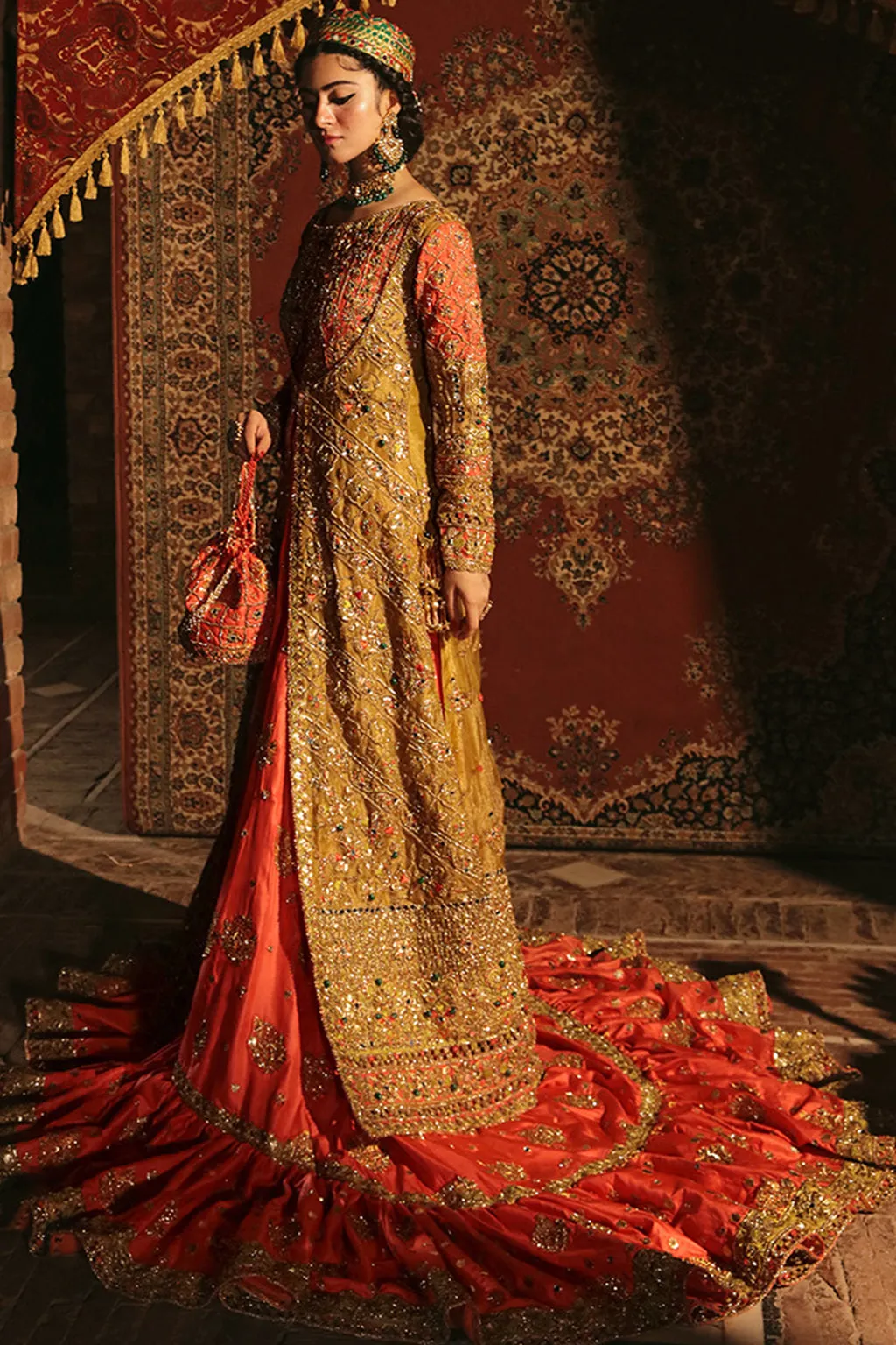 Embellished Yellow Kameez Lehenga Pakistani Mehndi Dresses