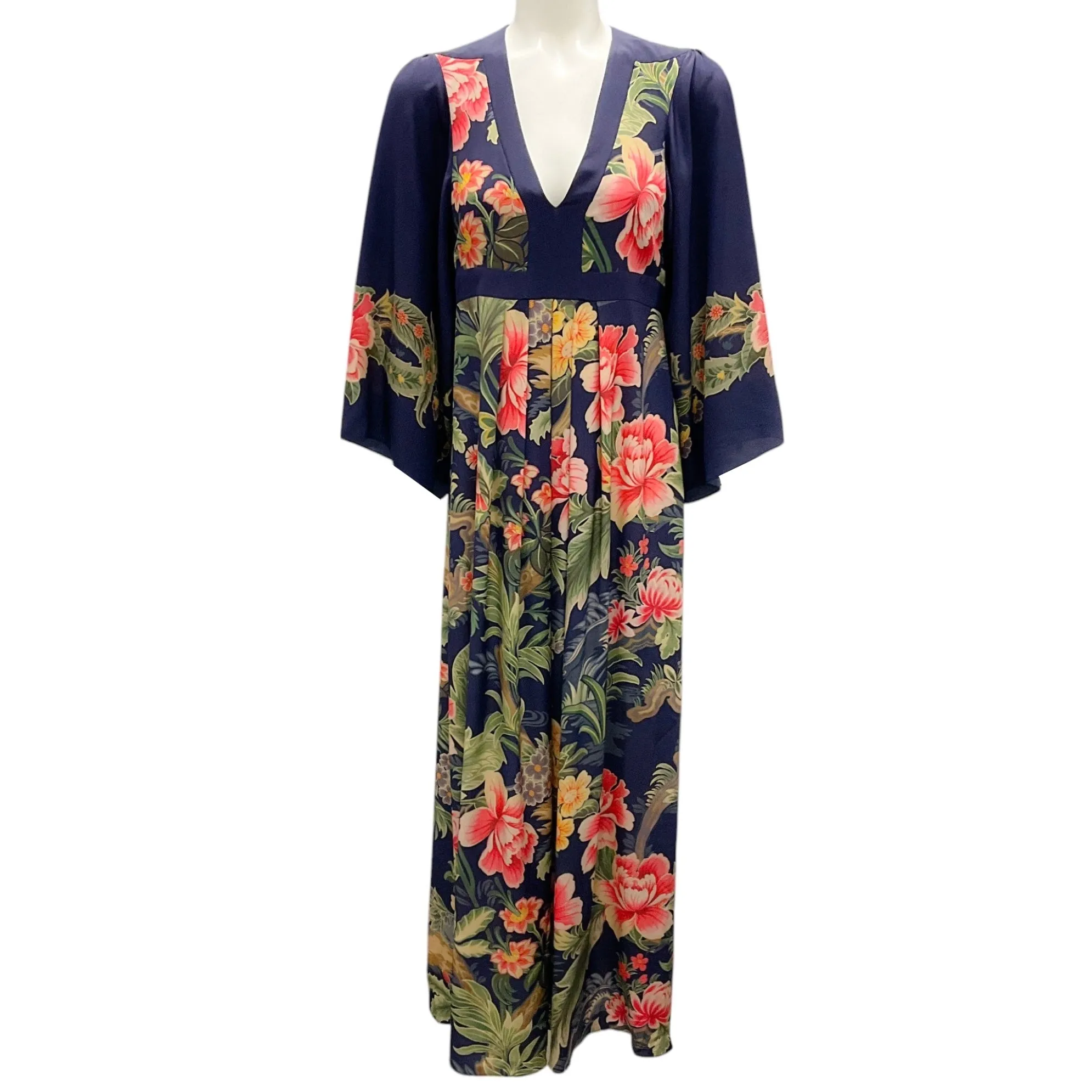 Etro Navy Multi 2024 Floral Silk Maxi Dress