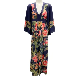 Etro Navy Multi 2024 Floral Silk Maxi Dress