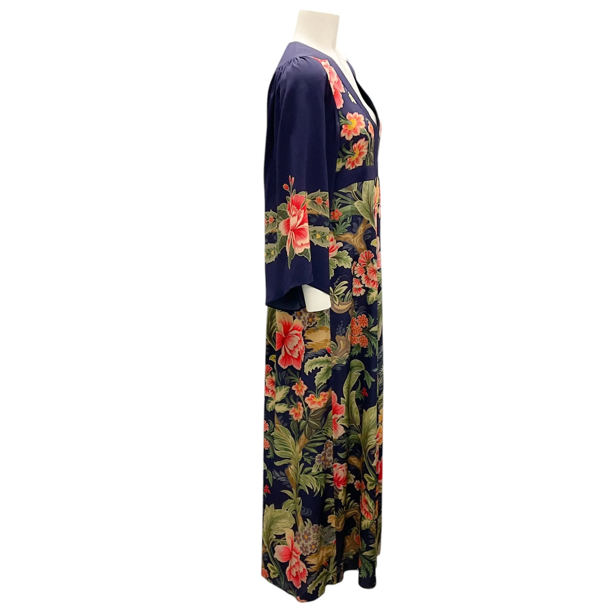 Etro Navy Multi 2024 Floral Silk Maxi Dress