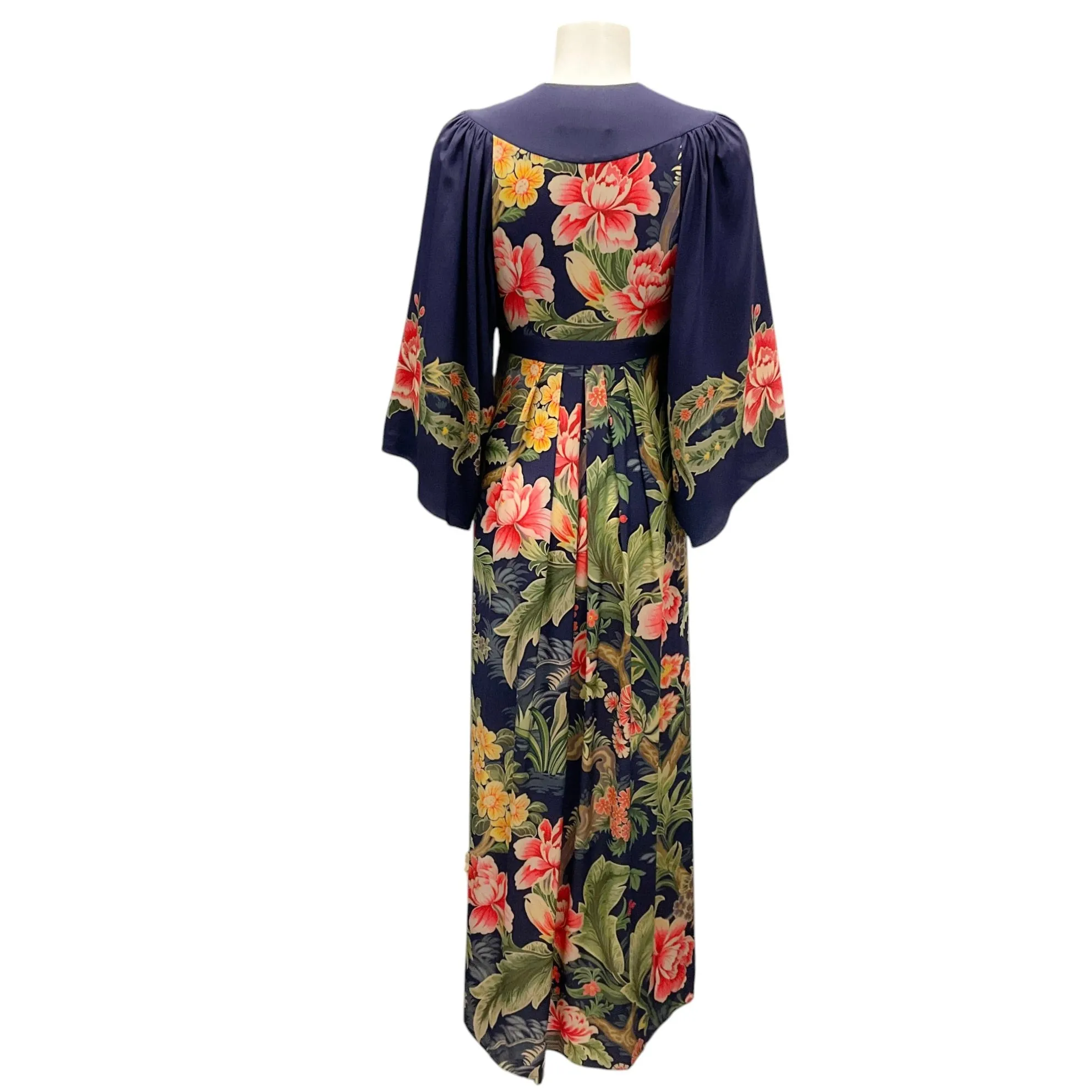 Etro Navy Multi 2024 Floral Silk Maxi Dress