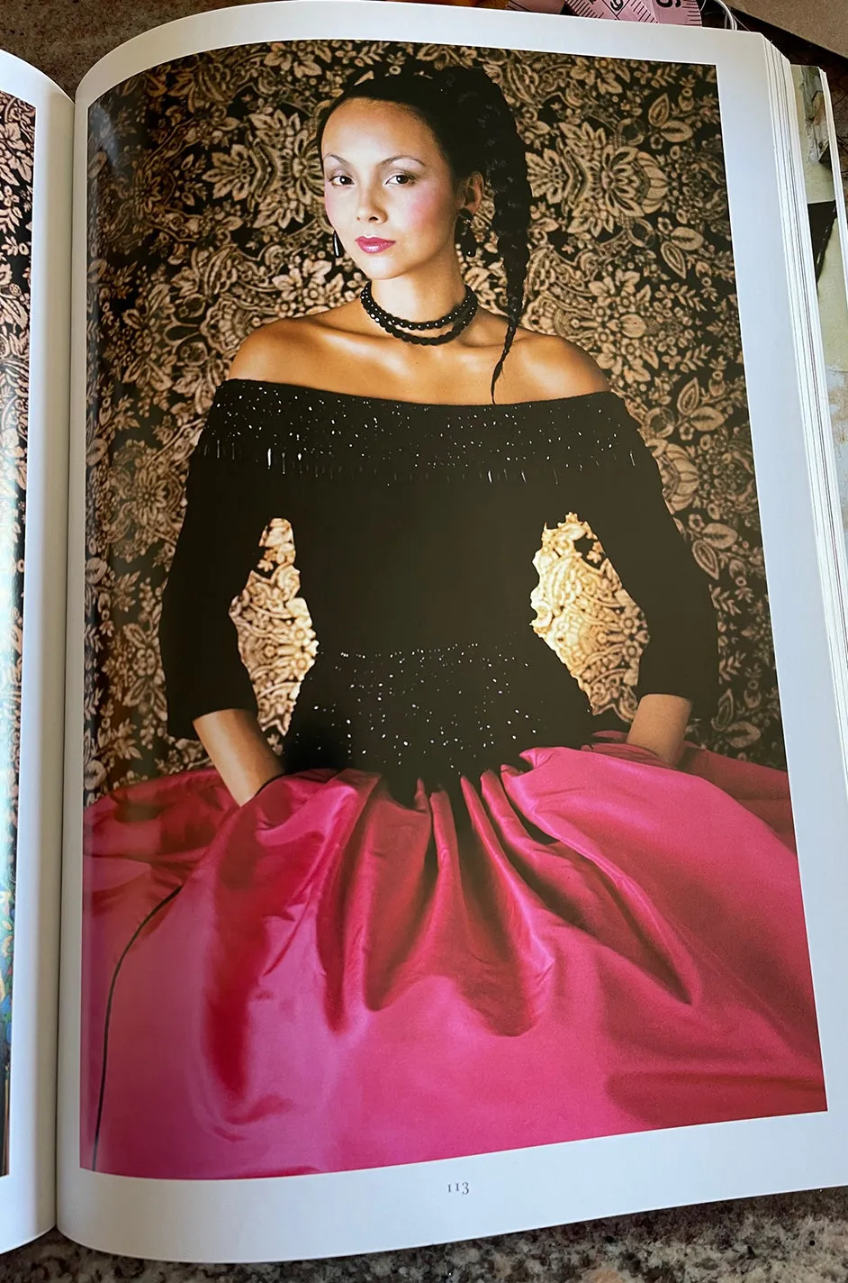 Fall 1976 Louis Mies Possible Yves Saint Laurent Haute Couture Pink & Velvet Bead Dress