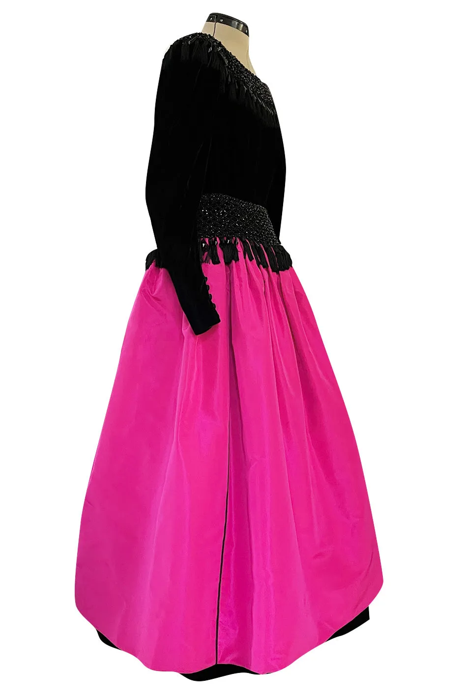 Fall 1976 Louis Mies Possible Yves Saint Laurent Haute Couture Pink & Velvet Bead Dress