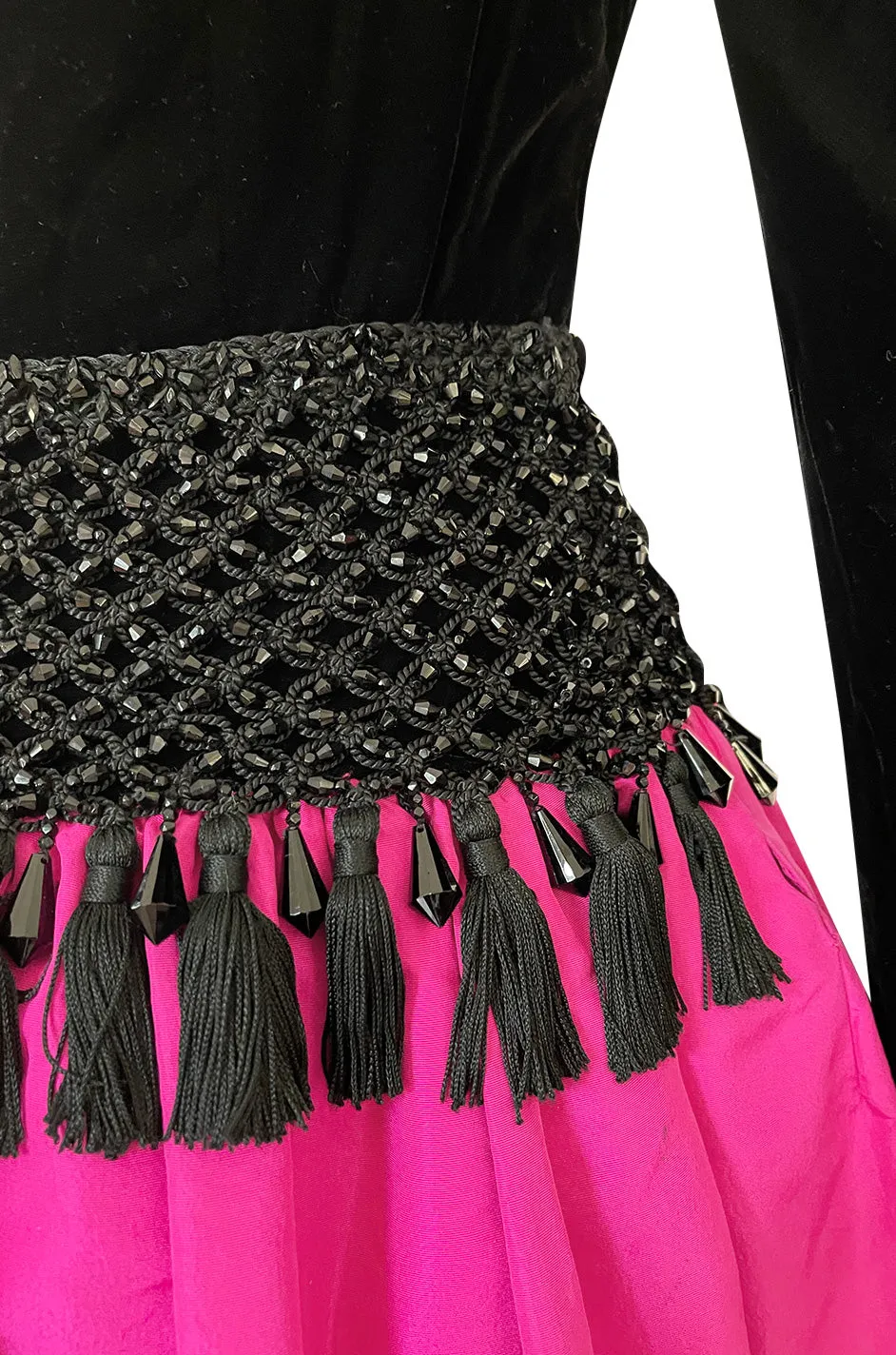 Fall 1976 Louis Mies Possible Yves Saint Laurent Haute Couture Pink & Velvet Bead Dress