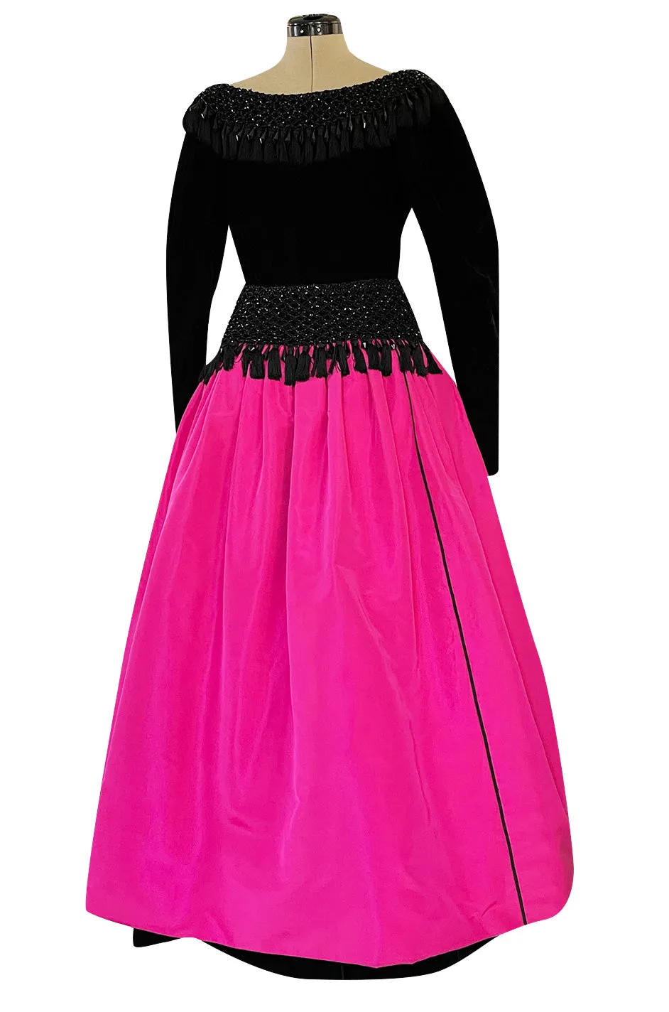 Fall 1976 Louis Mies Possible Yves Saint Laurent Haute Couture Pink & Velvet Bead Dress