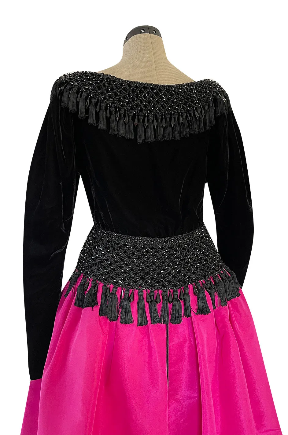 Fall 1976 Louis Mies Possible Yves Saint Laurent Haute Couture Pink & Velvet Bead Dress