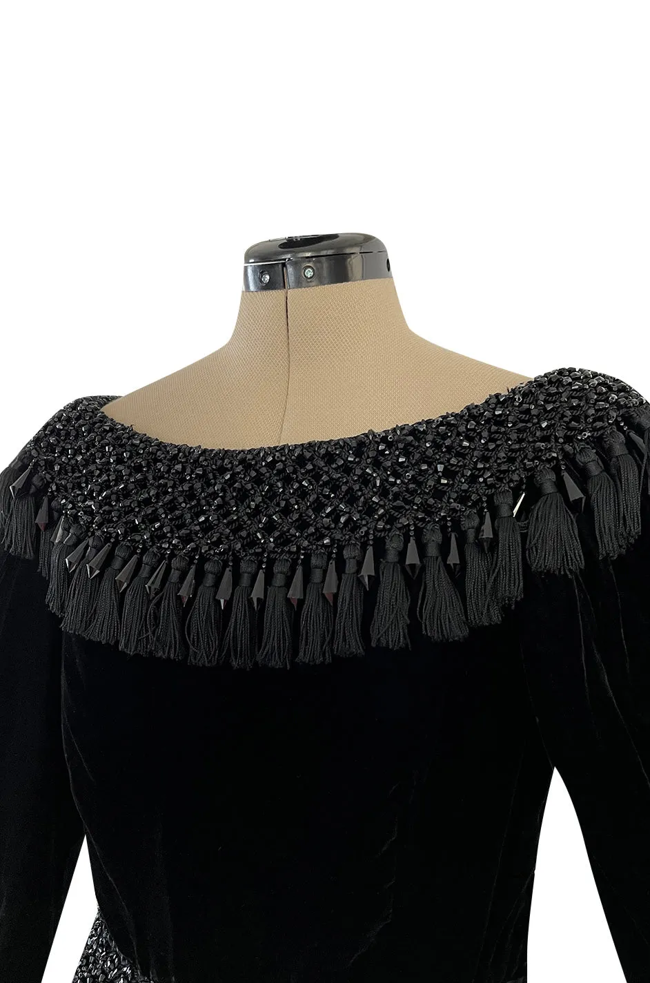 Fall 1976 Louis Mies Possible Yves Saint Laurent Haute Couture Pink & Velvet Bead Dress