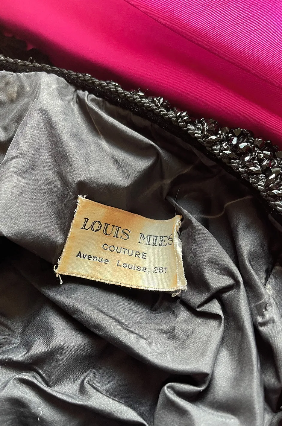 Fall 1976 Louis Mies Possible Yves Saint Laurent Haute Couture Pink & Velvet Bead Dress