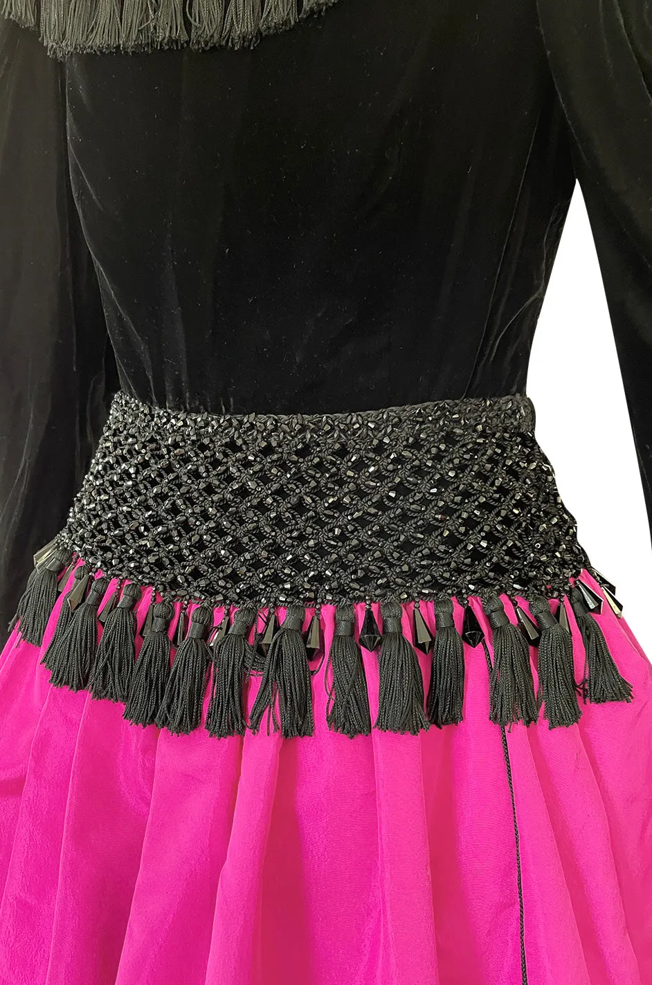 Fall 1976 Louis Mies Possible Yves Saint Laurent Haute Couture Pink & Velvet Bead Dress