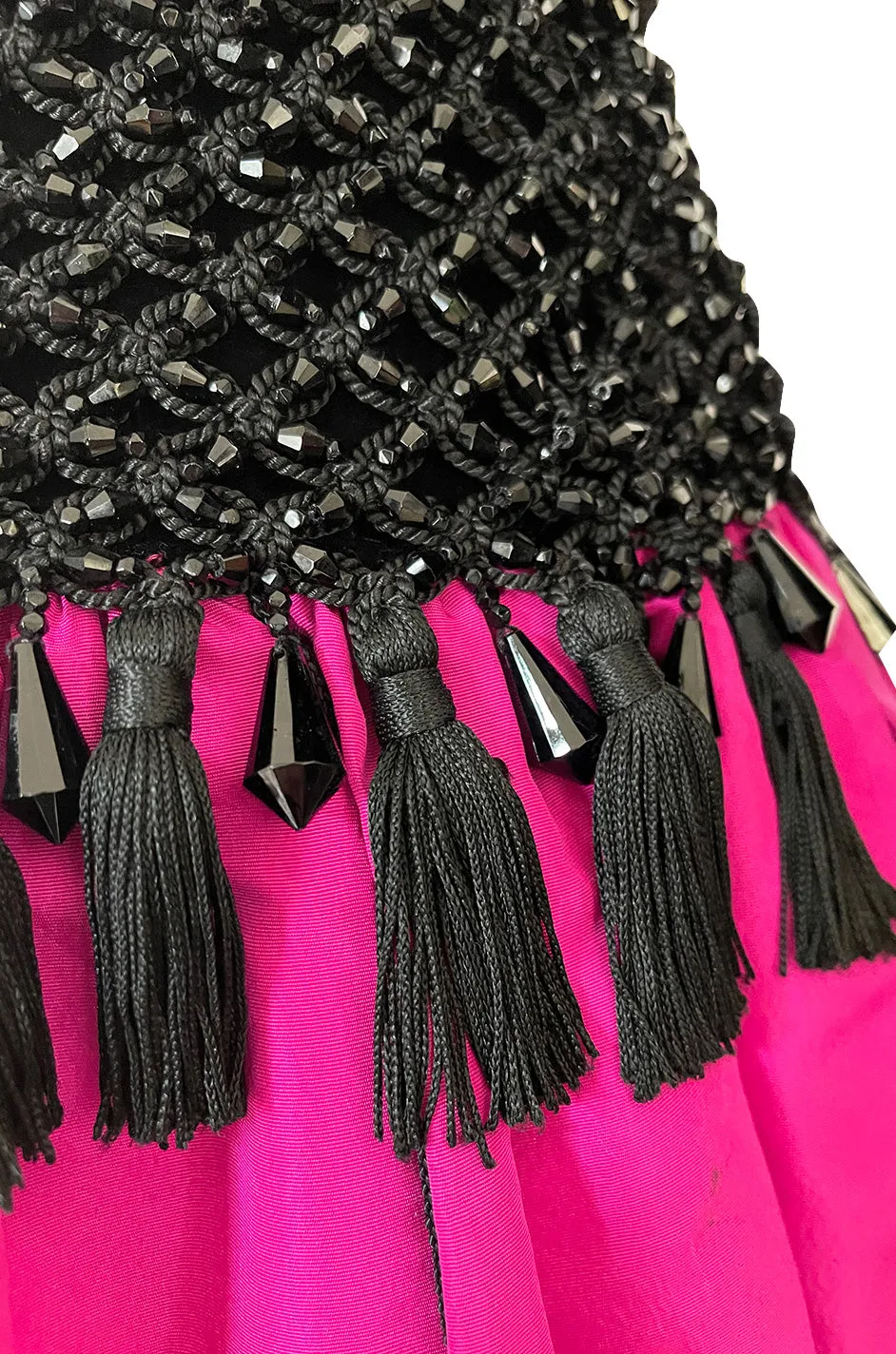 Fall 1976 Louis Mies Possible Yves Saint Laurent Haute Couture Pink & Velvet Bead Dress