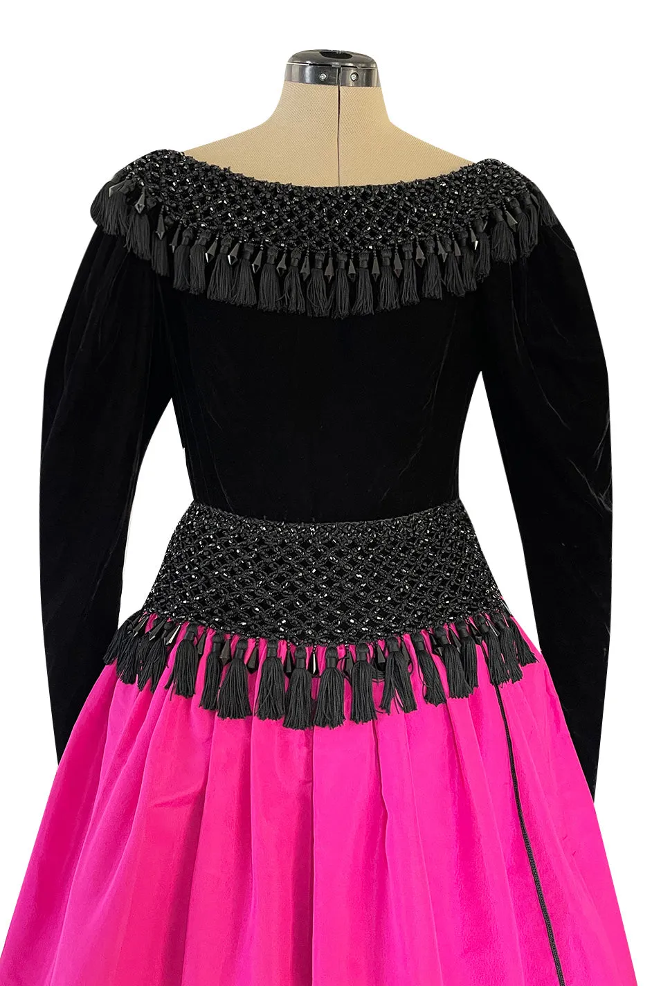 Fall 1976 Louis Mies Possible Yves Saint Laurent Haute Couture Pink & Velvet Bead Dress